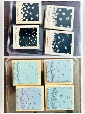 Stampin Up Gently Falling 4pc Wood Rubber Stamp Set 2006 Peace Love Thanks Enjoy